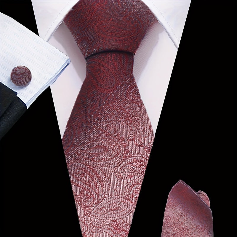 3pcs Men's Tie Set Floral Necktie Handkerchief Clip Set