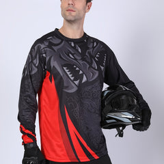 Men's Lion Pattern Long Sleeve Motorcycle T-shirt