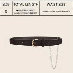 PU Leather Belt Round Buckle Belt for Weekend Casual Sports Wedding Party