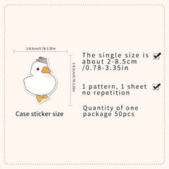 50pcs Duck Stickers Waterproof Vinyl Decals with Colorful Cartoon Designs