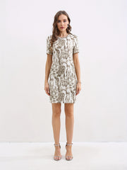 Summer Bodycon Dress Crew Neck Allover Print