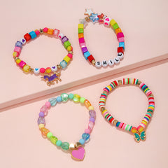 Kids Unicorn Butterfly Peach Heart Bracelet Set