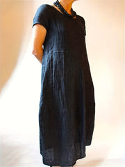 Women's Plus Size Short Sleeve Maxi Dress With Pockets