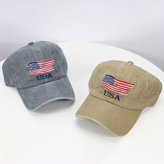 Men's American Flag Washed Baseball Cap Trucker Caps