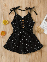 Baby Girls Heart Print Romper Jumpsuit with Belt