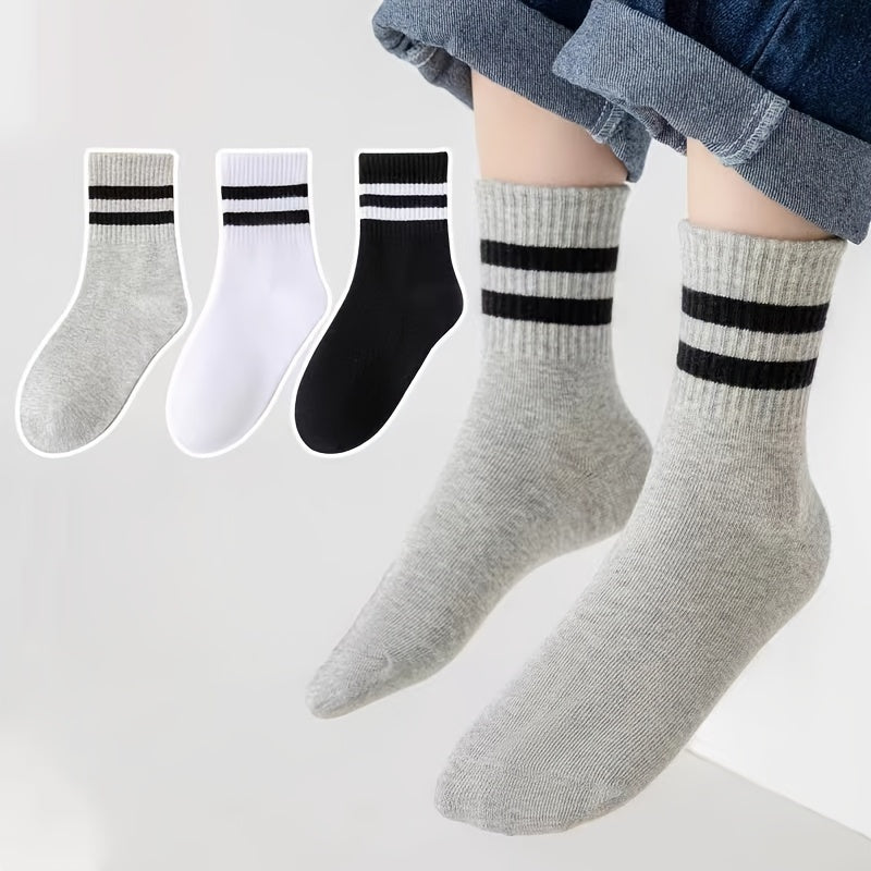 5 Pairs Kids Sports Crew Socks Thin Breathable Comfy Students Socks