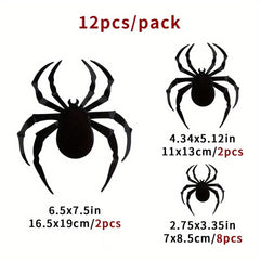 12pcs Halloween Bat Spider 3D Stickers for Party Decoration