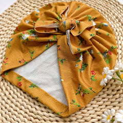 Brown Baby Headband Bow Print Hat for Newborns
