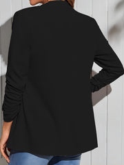 Ruched Open Front Blazer Solid Work Office Outerwear