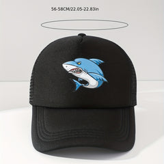 Shark Print Trucker Hat Mesh Breathable Baseball Cap