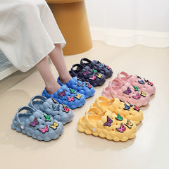Butterfly Decor Bubble Massage Sandals Slip On Ankle Strap Shoes
