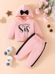Baby Girls Bow Hooded Sweatshirt Trousers Set