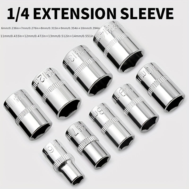 1/4 Socket Set Combination Hexagonal Socket Head Square Ratchet Wrench 6.3mm