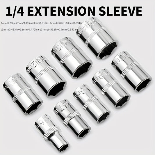 1/4 Socket Set Combination Hexagonal Socket Head Square Ratchet Wrench 6.3mm