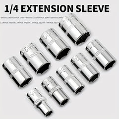 1/4 Socket Set Combination Hexagonal Socket Head Square Ratchet Wrench 6.3mm