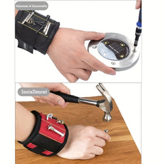 Magnetic Wristband for Handymen Holds Screws & Tools