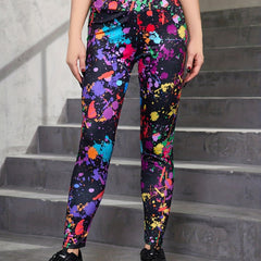 Block Ink Print High Waist Yoga Leggings