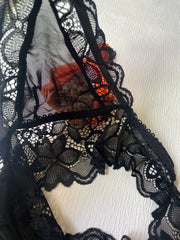 Floral Lace Unlined Bra Breathable Scallop Trim Lingerie