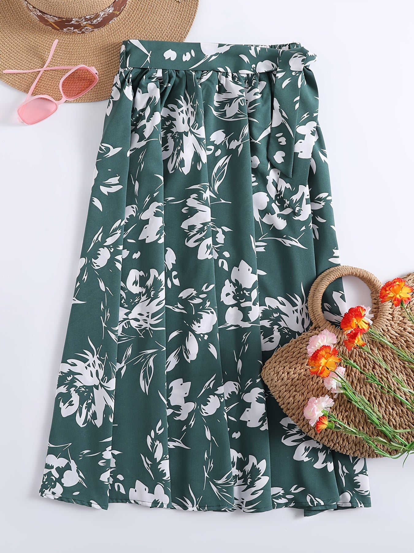Boho Floral Pleated Skirt for Summer