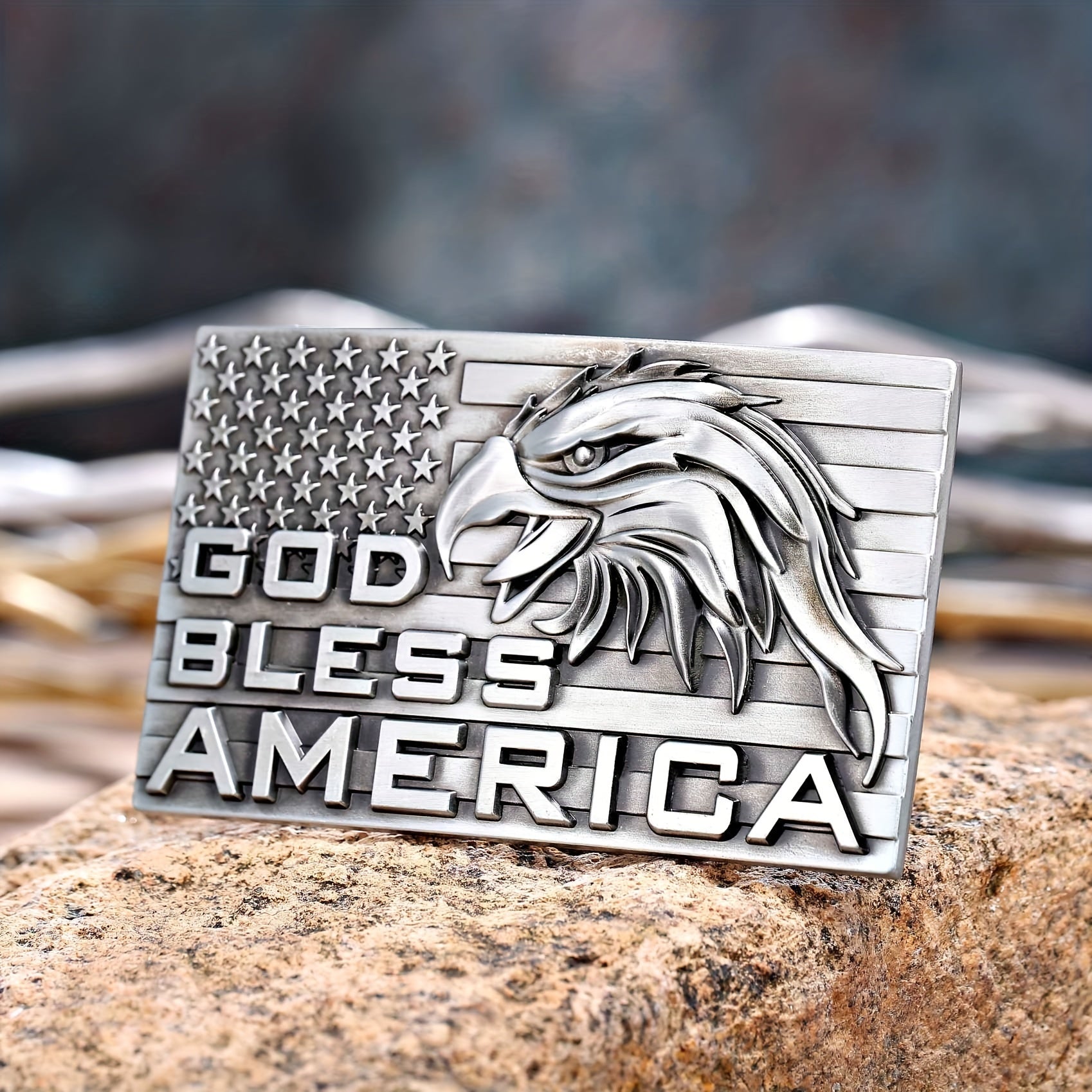 Eagle American Flag Men's Belt Buckle