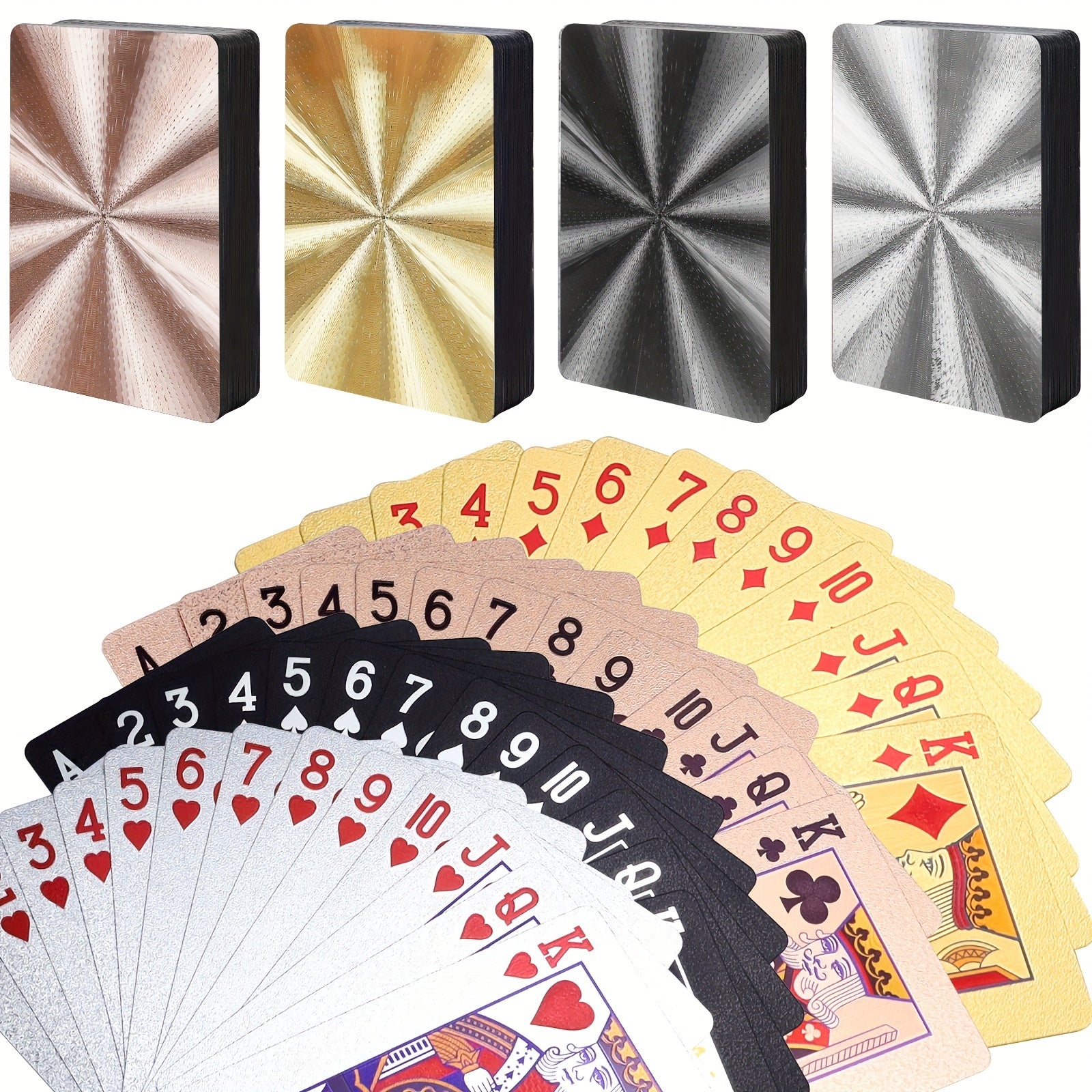 Waterproof Foil Poker Cards for Adults - Travel & Family Game Night