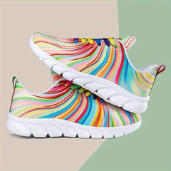 Women's Colorblock Sneakers Lightweight Low Top Lace Up Shoes