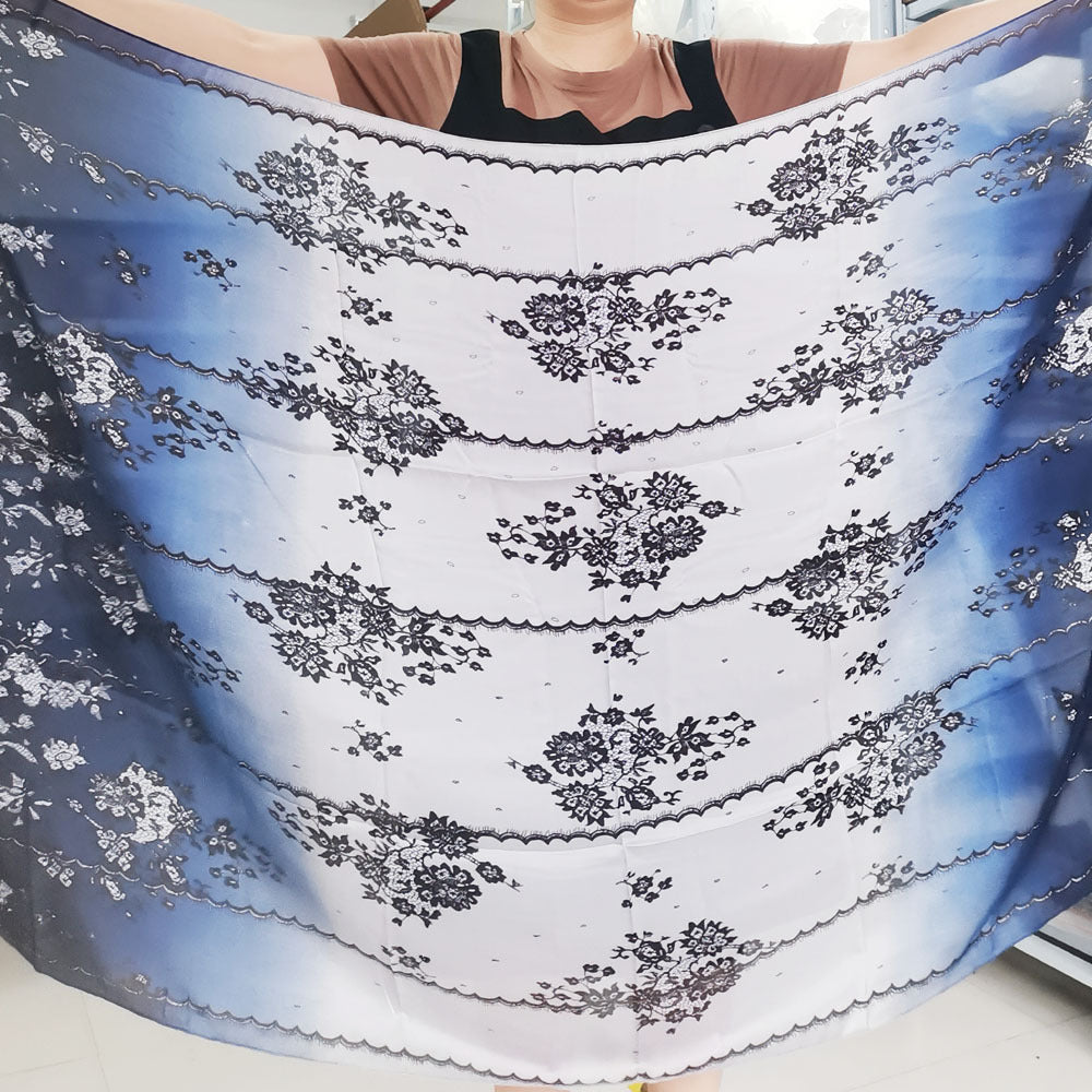 Vintage Flower Print Scarf Classic Shawl Windproof Bandana