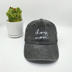Dog Mom Print Washed Baseball Cap Dad Hat Peaked Cap