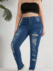 High Rise Skinny Jeans with Ripped Details