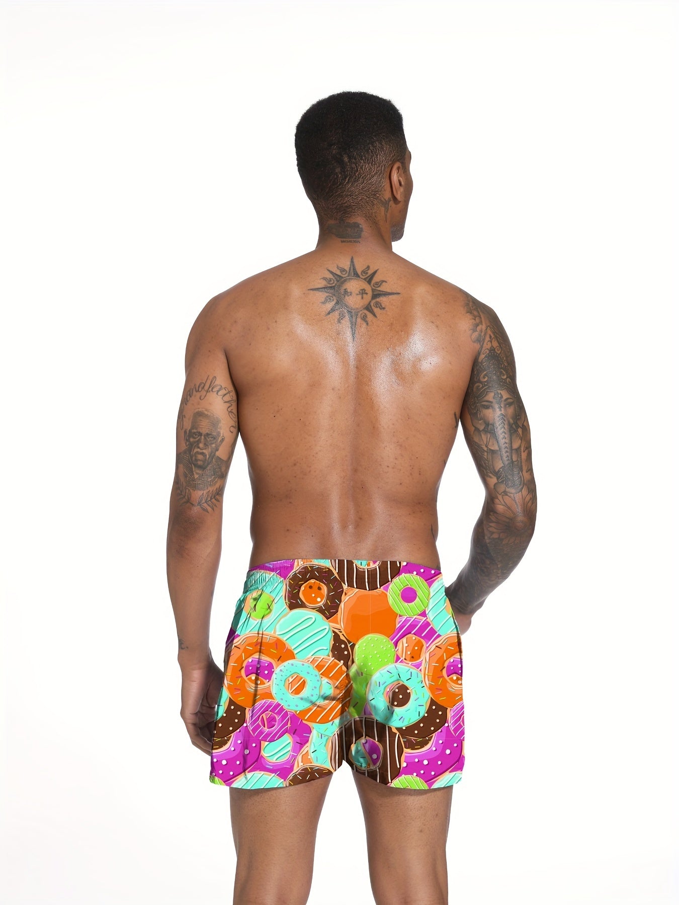 Bright Orange Swim Trunks Quick Dry Mesh Lining Drawstring Pockets