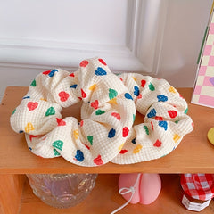 Girl's Love Heart Pattern Large Scrunchies Hair Ties