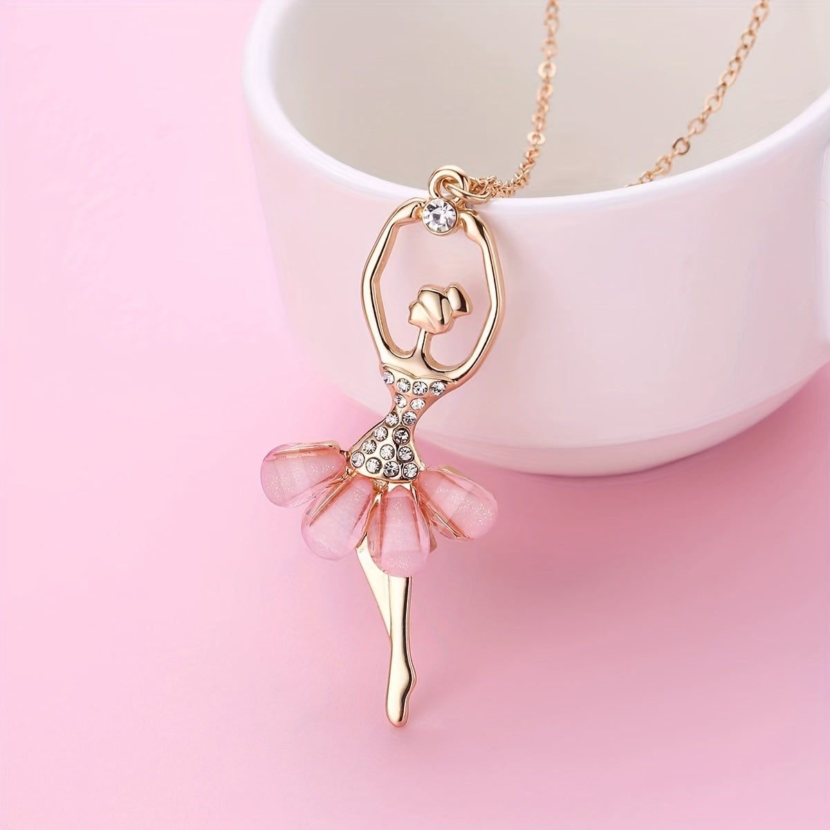 Pink Skirt Ballet Girls Necklace Pendant Birthday Gift For Girls