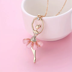 Pink Skirt Ballet Girls Necklace Pendant Birthday Gift For Girls