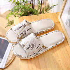 Men's Non Slip Flax Slides Lightweight Comfy Open Toe Slippers