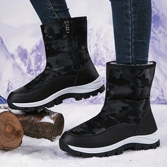 Women's Non Slip Chunky Snow Boots Warm High Top Zipper Hiking Boots