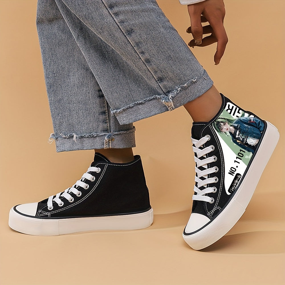 Anime Girl Pattern Lightweight High Top Canvas Sneakers
