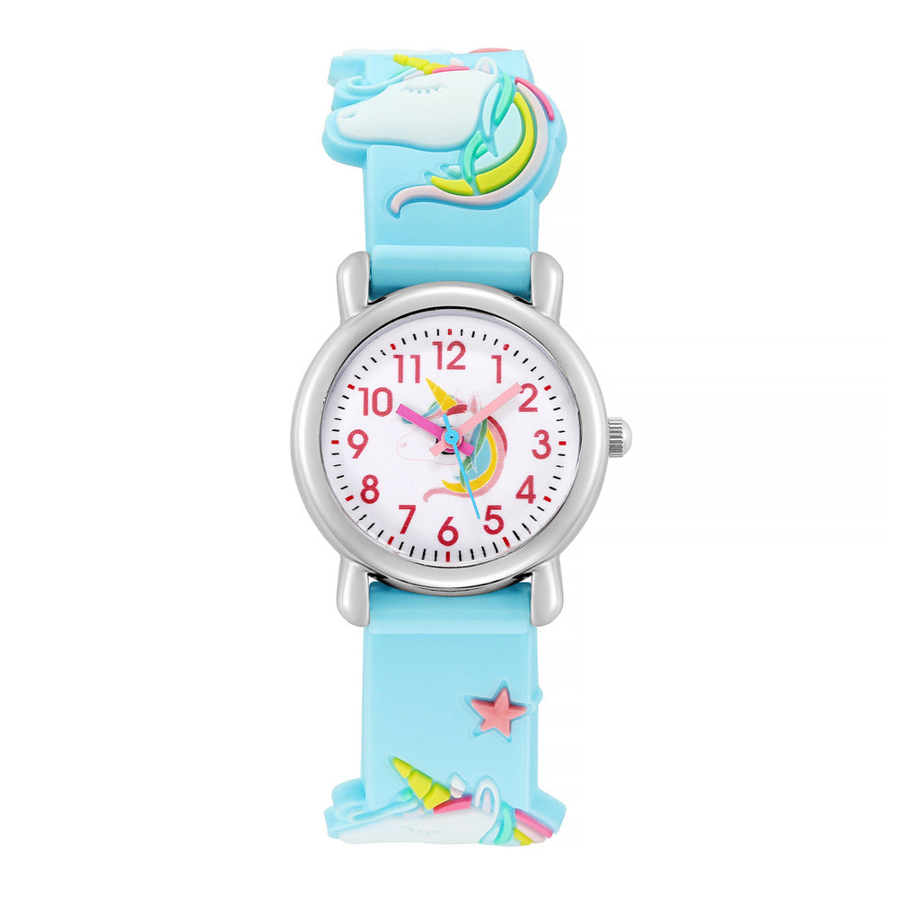 Girls Unicorn Print Waterproof Watch with Rubber Wristband