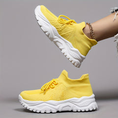 Soft Thick Bottom Mesh Breathable Woven Shoes Lightweight Sneakers
