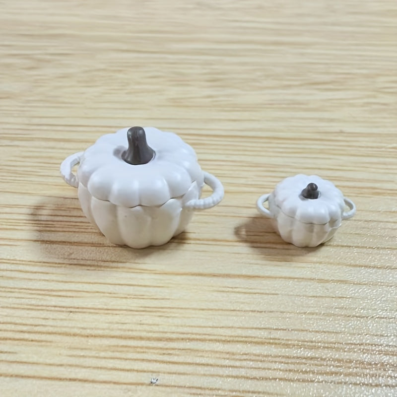 2pcs Metal Pumpkin Pot Dollhouse Utensils Mini Decor Acces