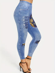Sun & Moon Denim Print Leggings