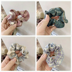 10pcs Plaid Hair Tie Elastic Ponytail Holder Hair Accessories For Women Girls