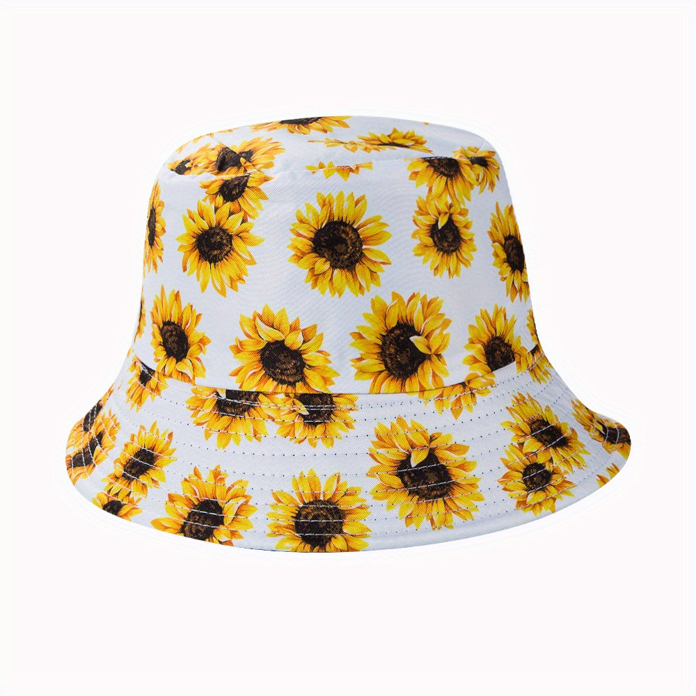 Unisex Floral Pattern Bucket Hat Double Sided Sun Hat
