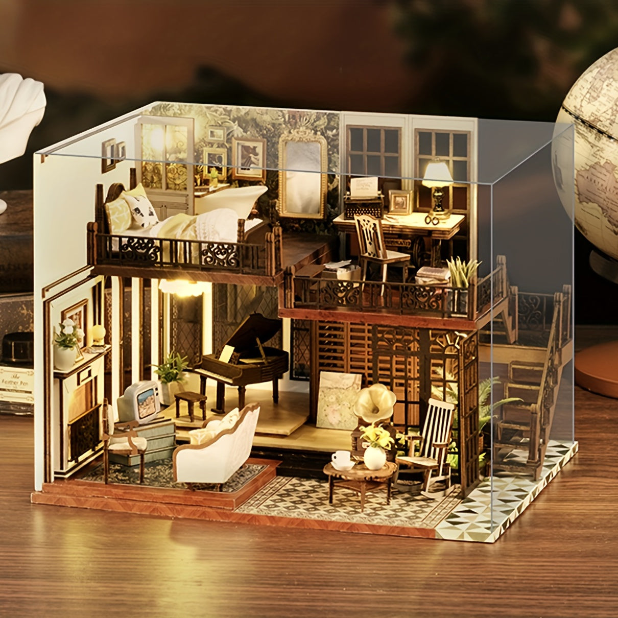 DIY Doll House Hut Time Imprint Attic Building Model Hand assembled House Toy