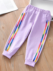 Girls' Rainbow Striped Casual Sports Jogger Pants For Toddler Kids