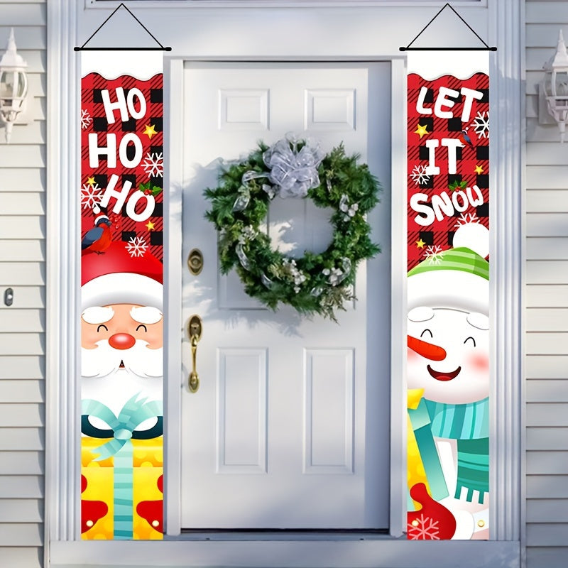 Christmas Porch Banner Sign Decorations Hanging Ornaments Door Decor