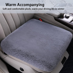 3pcs Grey Plush Car Cushion Winter Supplies Thickened Plush Auto Cushion