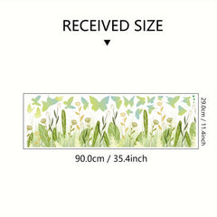 Green Plant Wall Stickers Green Grass Flowers Butterflies Wall Decals