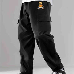 Cartoon Patterns Cargo Pants Men's Loose Fit Drawstring Joggers