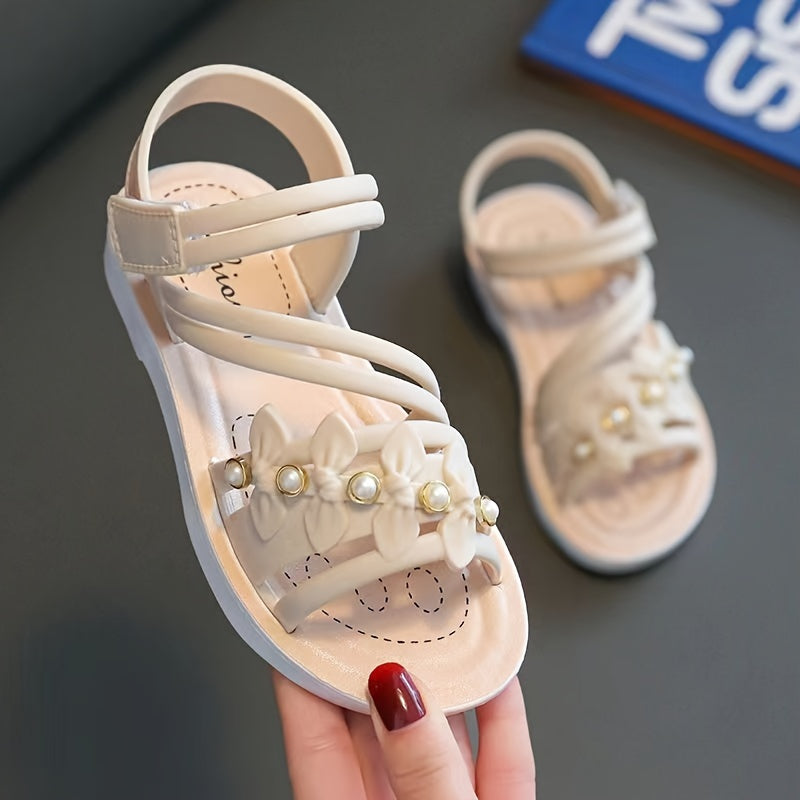JIAGEYA Flower Decor Open Toe Sandals Lightweight Wear resistant Sandals Girls