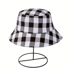 Plaid Print Bucket Hat Lightweight Fisherman Cap